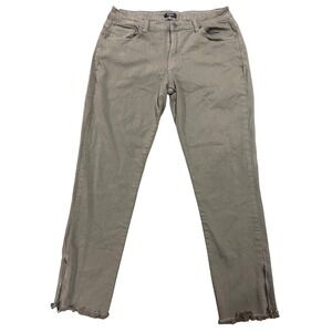 8th of LA Skinny Jeans 1X Olive Green Frayed Hem Ankle Zip Pants KTMF-123-P